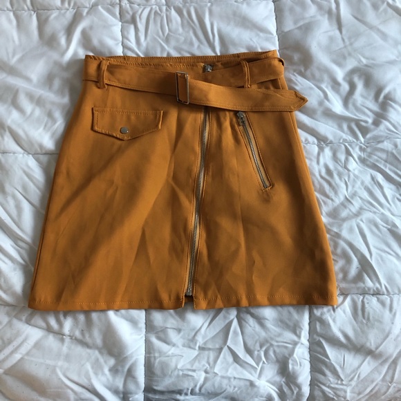 SHEIN Skirts Mustered Colored Skirt With Zippers Poshmark